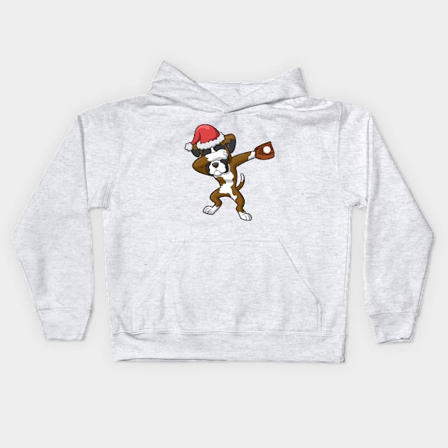 Boxer Dog Santa Claus Baseball Kids Hoodie by E